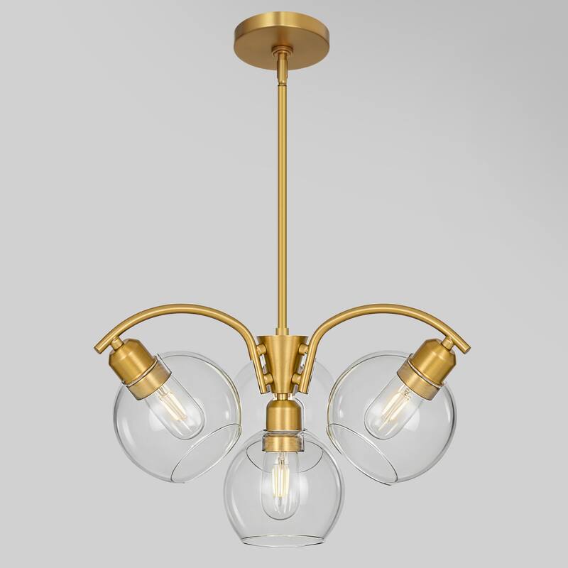 LamQee Sputnik Metal Chandelier with Clear Glass Globe Shades - Gold/4-Light