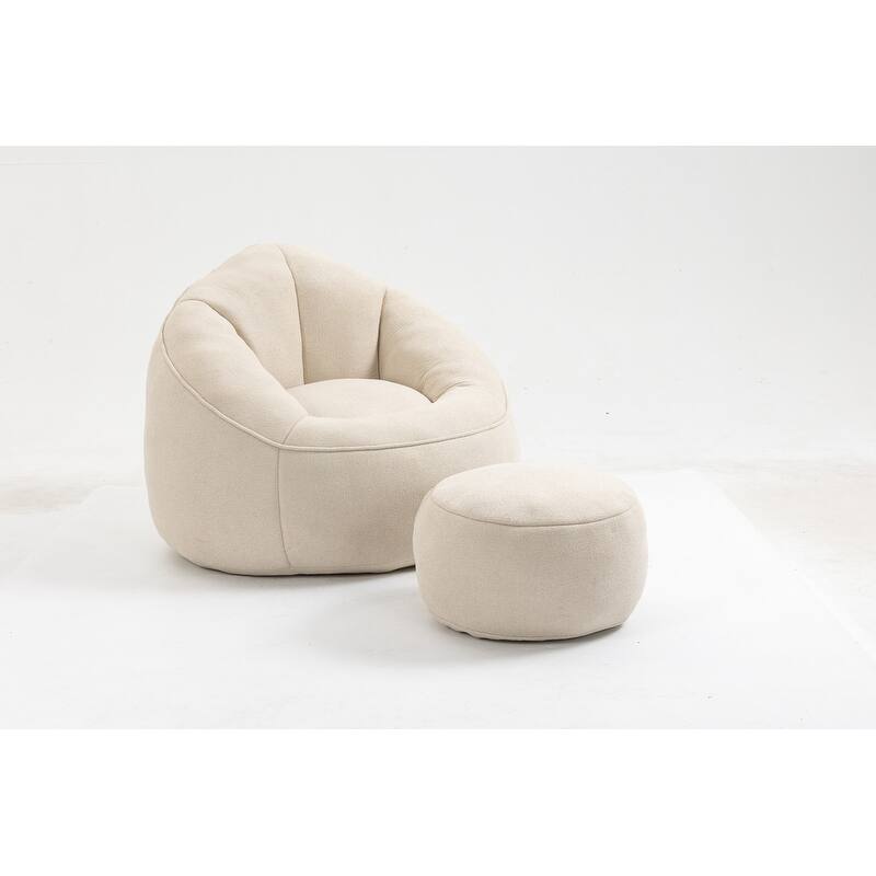 Bean Bag Chair w/Foot Stool in Multiple Colors, Giant Foam-Filled Furniture-Maximum Comfort Bean Bag