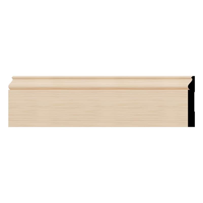 WM163: Americraft Finger-Joint Pine Base Cap Moulding - 9/16"D x 5 1/4"W x 96"L - Alder