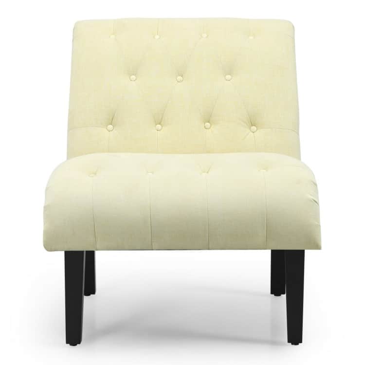 Upholstered Tufted Lounge Chair with Wood Leg - 38.5" x 27.5" x 33" (L x W x H)