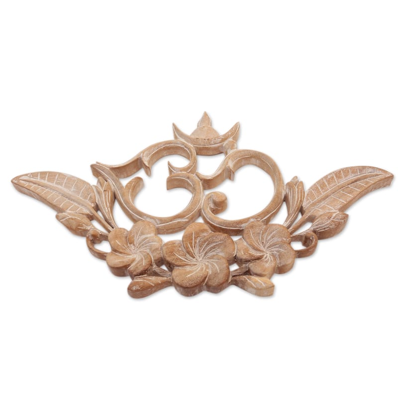 Novica Handmade Verdant Om Wood Relief Panel