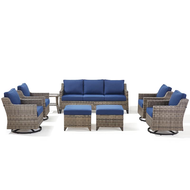Pocassy Outdoor All-Weather Outdoor Sofa, Swivel Chair, Ottoman Sets