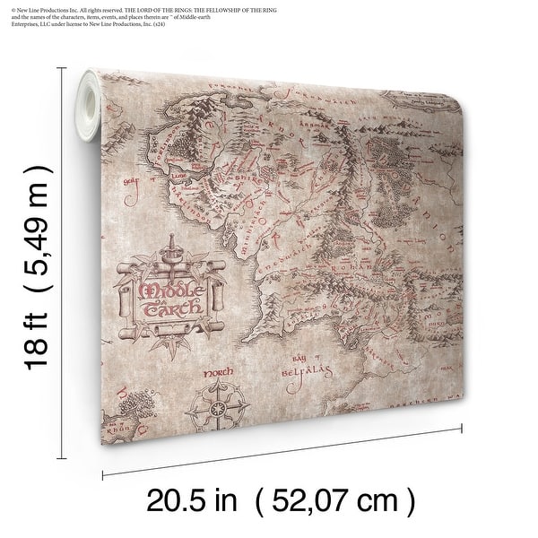 RoomMates Lord of the Rings Parchment Middle Earth Map Peel and Stick ...