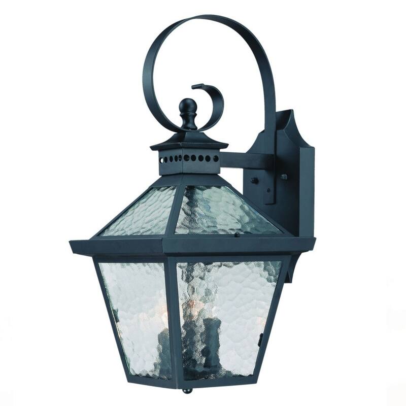 Glass Flush Mount Outdoor Wall Light with 3 LED Bulbs Dimmable - 11.50” x 9.75” x 21” (D x W x H)