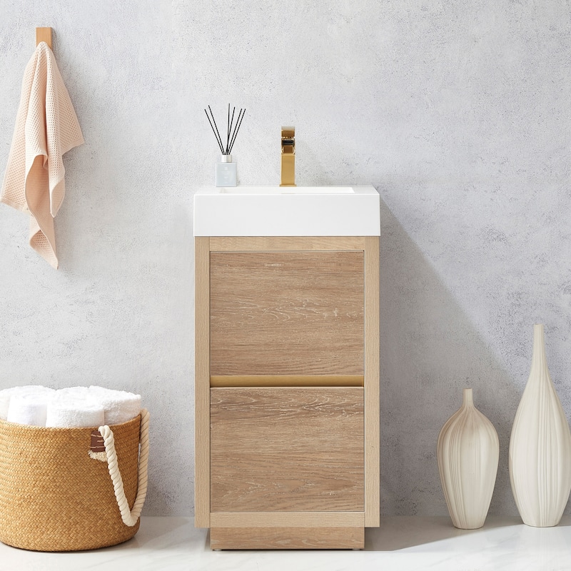 Huesca 18" Single Sink Bath Vanity with White Sink Top, no Mirror