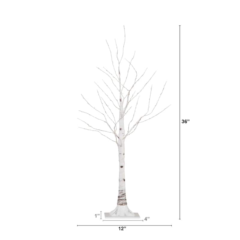 Pre-Lit Artificial Birch Christmas Tree - 3' - Warm White LED Lights