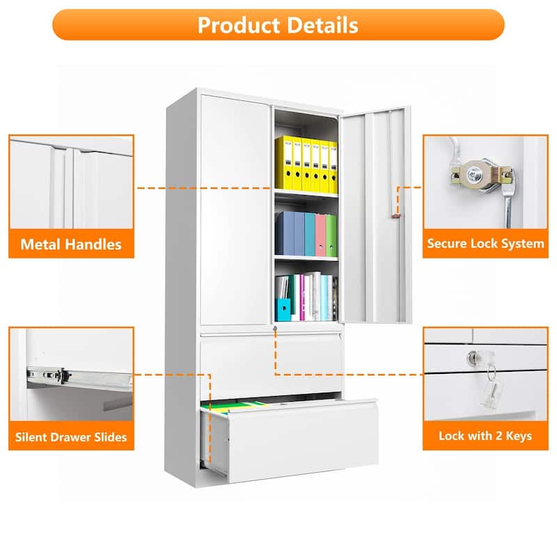 Modern File Cabinets for Home Office with Drawers - N/A