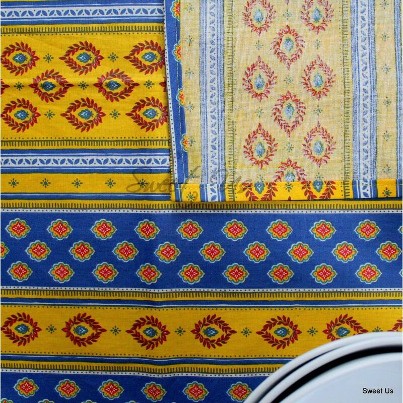 Wipeable Stain Resistant French Chateau Cotton Floral Tablecloth