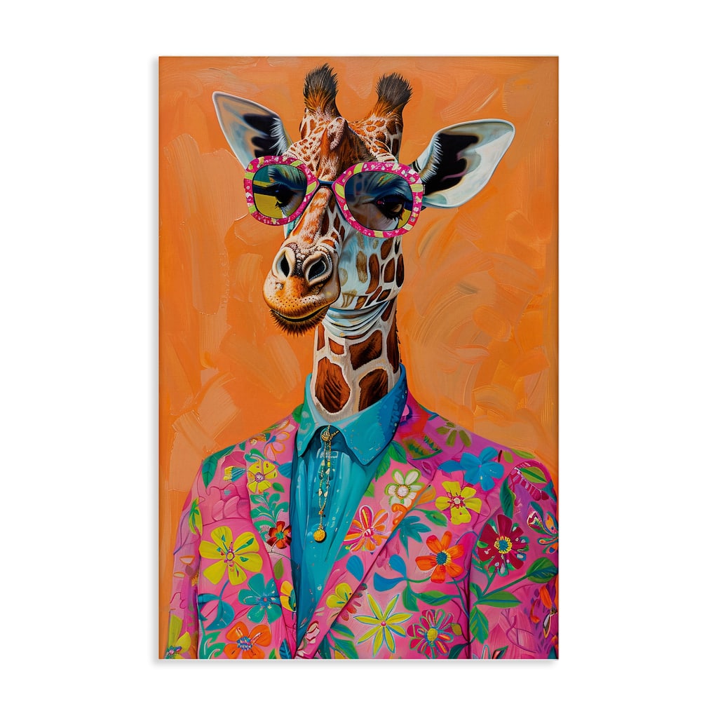 Stupell Bright & Trendy Giraffe in Suit Canvas Wall Art Design By LSR Design Studio
