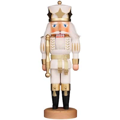 15.25" Free Standing Christian Ulbricht Handcrafted Wooden White Prince Nutcracker