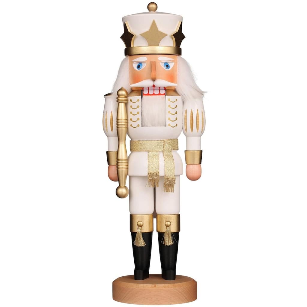 15.25" Free Standing Christian Ulbricht Handcrafted Wooden White Prince Nutcracker