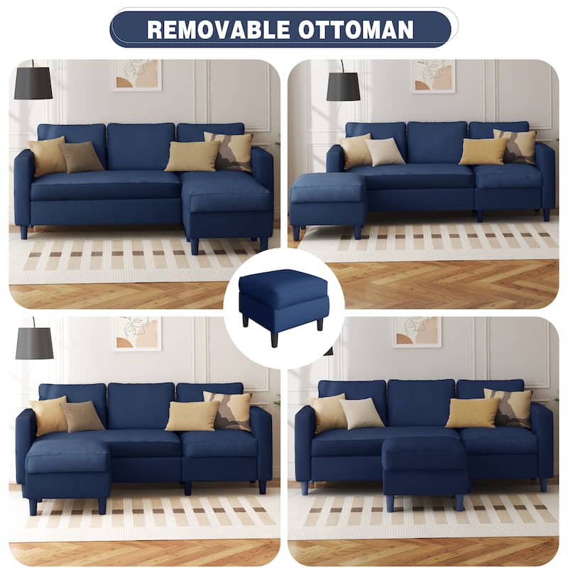 Futzca 74" Convertible Sectional Sofa Couch, Small L-Shaped Sofa