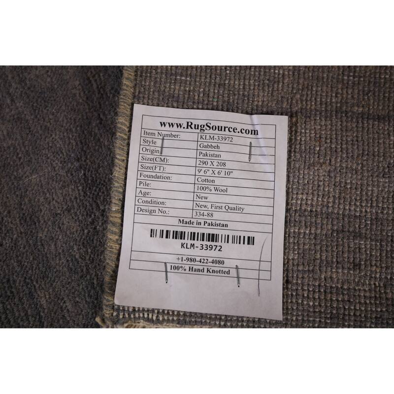 Gray Modern Gabbeh Oriental Area Rug Hand-Knotted Wool Carpet - 6'10" x 9'6"