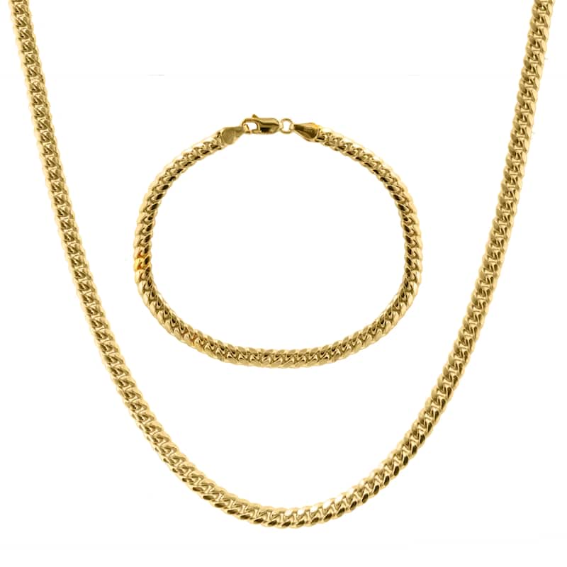 EFFY Men's Gold-Plated 925 Sterling Silver Chain Necklace & Bracelet Set