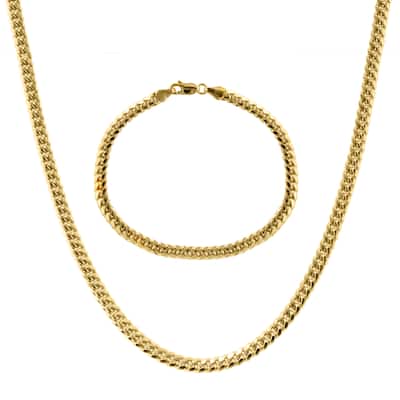 EFFY Men's Gold-Plated 925 Sterling Silver Chain Necklace & Bracelet Set