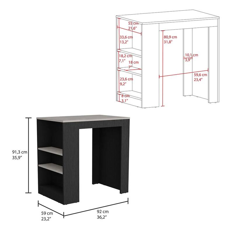 Kitchen Island with 3-Side Shelves for Dining Room.