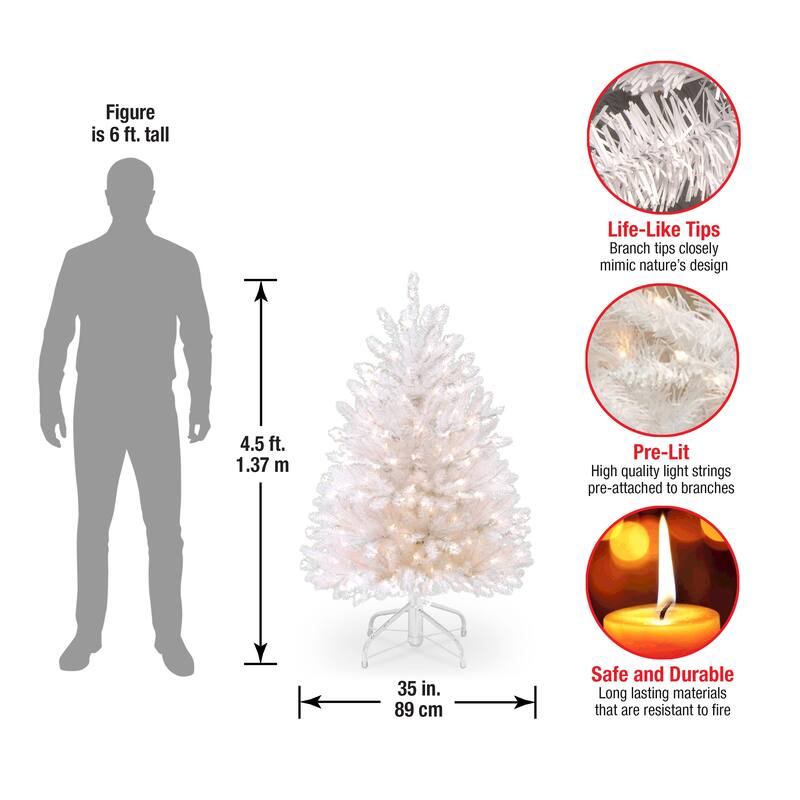 National Tree Company 4.5 ft. Dunhill White Fir Tree with Clear Lights - 4.5 Foot