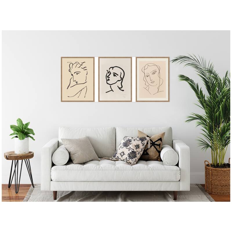 Kate and Laurel Profil de Femme Henri Matisse 3 Piece Framed Canvas Wall Art Set by Nostalgia Prints