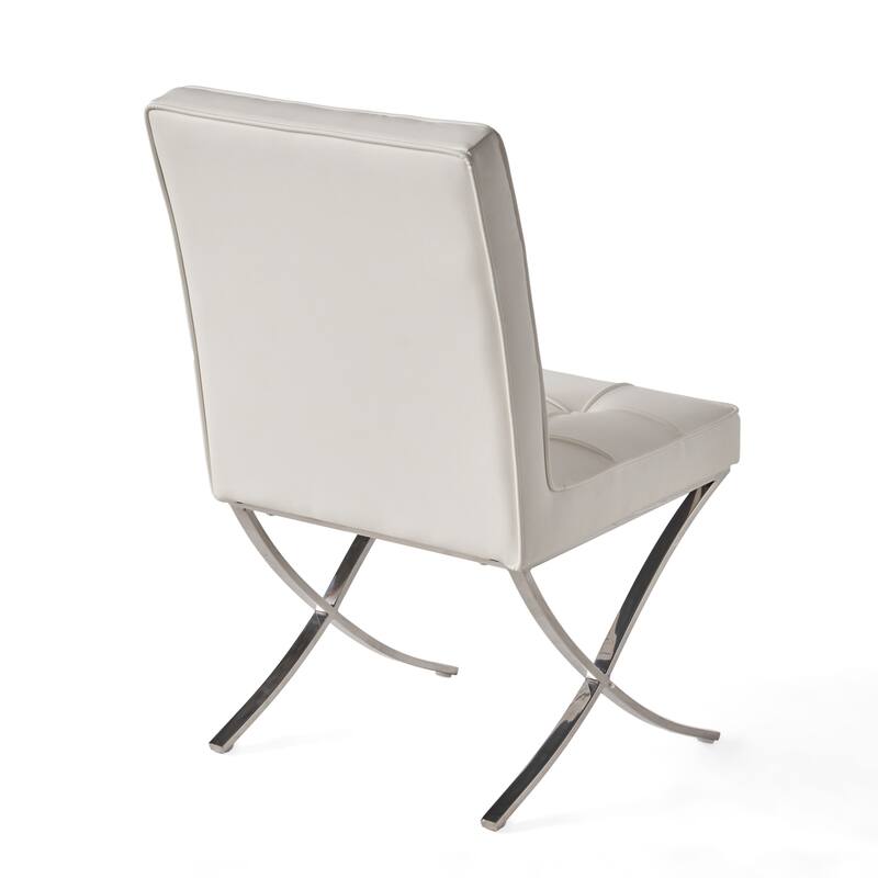 Milania Modern Button Tufted Bonded Leather Dining Chairs (Set of 2) by Christopher Knight Home