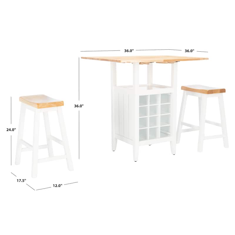 SAFAVIEH Emeric 3-Piece Set Drop Leaf Pub Table - 36"W x 36"D x 36"H