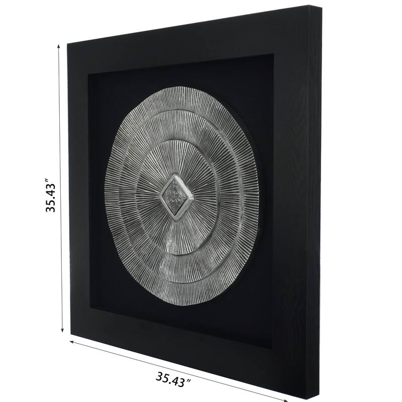HUJI Abstract Silver Medallion Shadow Box Wall Decor