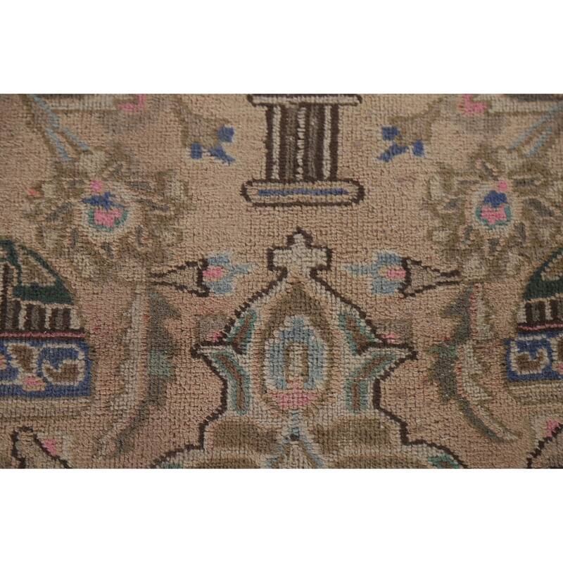Hand Knotted Oriental 100% Wool Carpet Traditional Floral Peach Kashmar Area Rug - 12' 7'' X 9' 6''