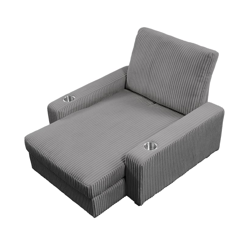 44in Wide Upholstered Chaise Lounge Chair with Adjustable Backrest