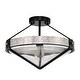 preview thumbnail 3 of 10, 15" Geofric Matte Silver Wood Grain Finish Semi Flushmount Ceiling Lamp