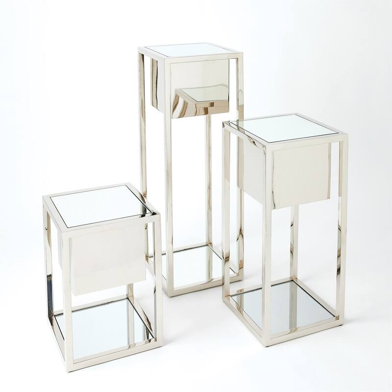 Escher Pedestal/Planter-Nickel-Sm