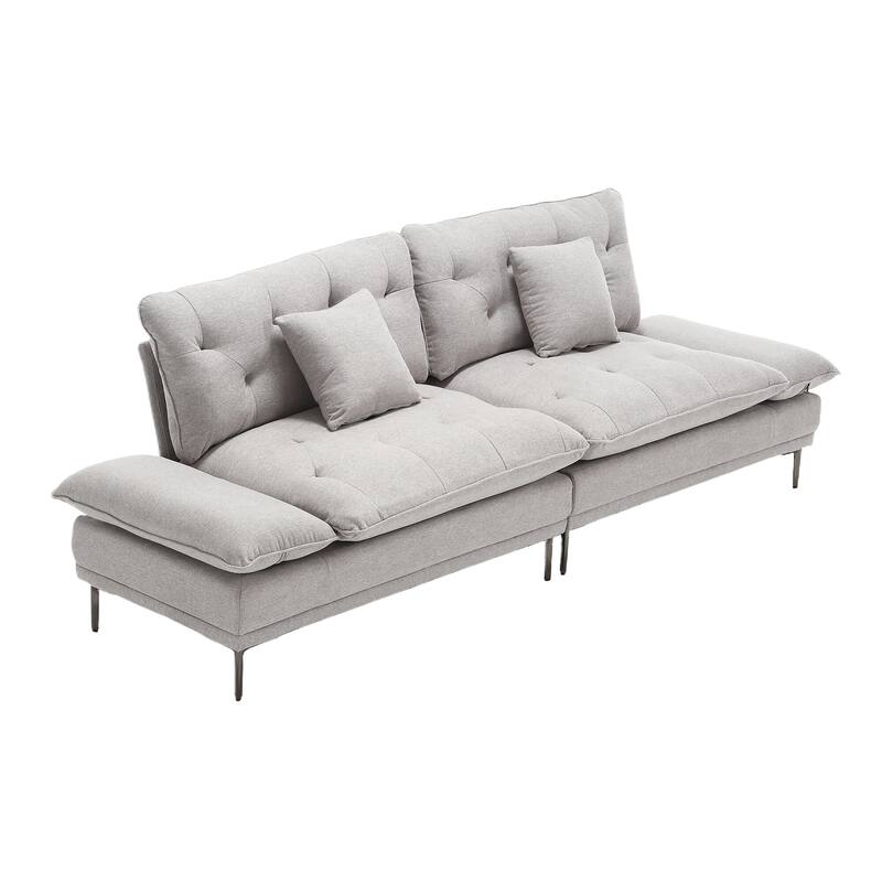 Modern upholstered loveseat couches with metal feet - N/A