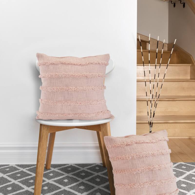 HomeRoots 20" X 20" Pearl Blush And Peach 100% Cotton Zippered Pillow