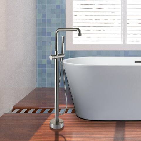 Floor-Mount Freestanding Tub Filler with Hand Held Shower