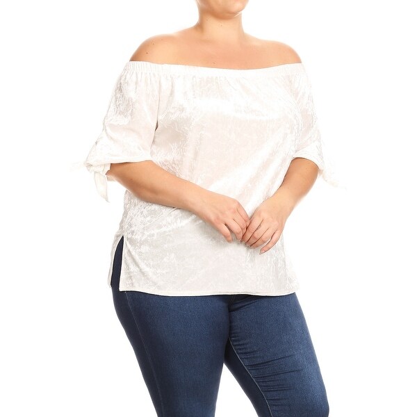 off the shoulder white shirt plus size