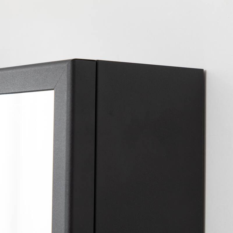 kleankin Wall-Mounted Medicine Cabinet with Mirror, Bathroom Mirror Cabinet with Single Door and Storage Shelves, Black