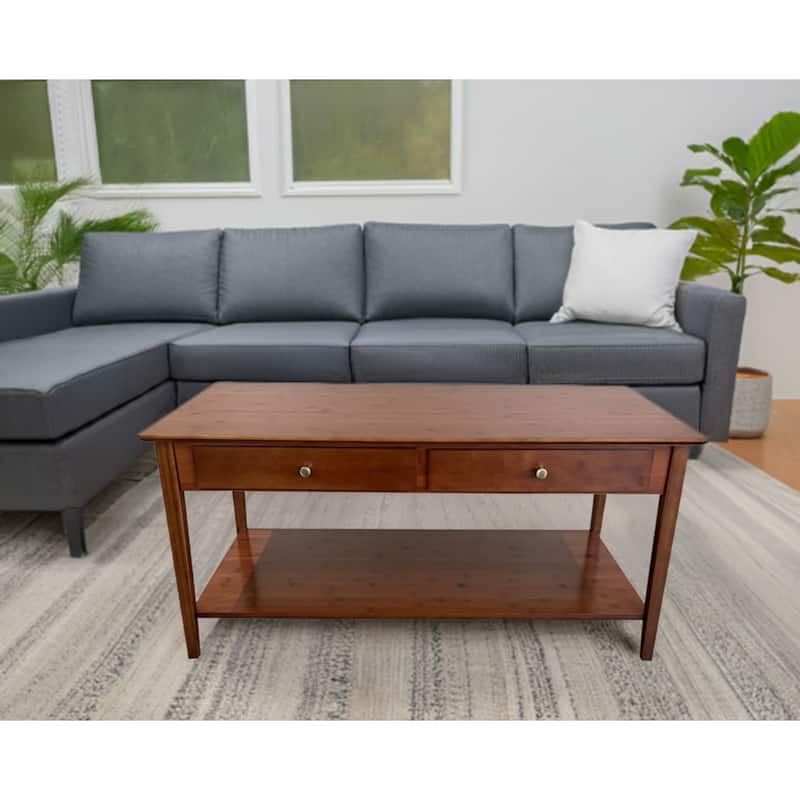 Solid Bamboo Coffee Table with Drawers