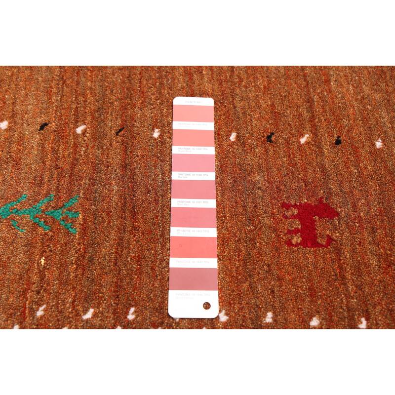 ECARPETGALLERY Hand Loomed Kashkuli Gabbeh Burnt Orange Wool Rug - 5'1 x 7'9