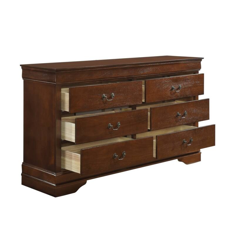 58.25“ Modern 6 Drawer Brown Wooden Dresser