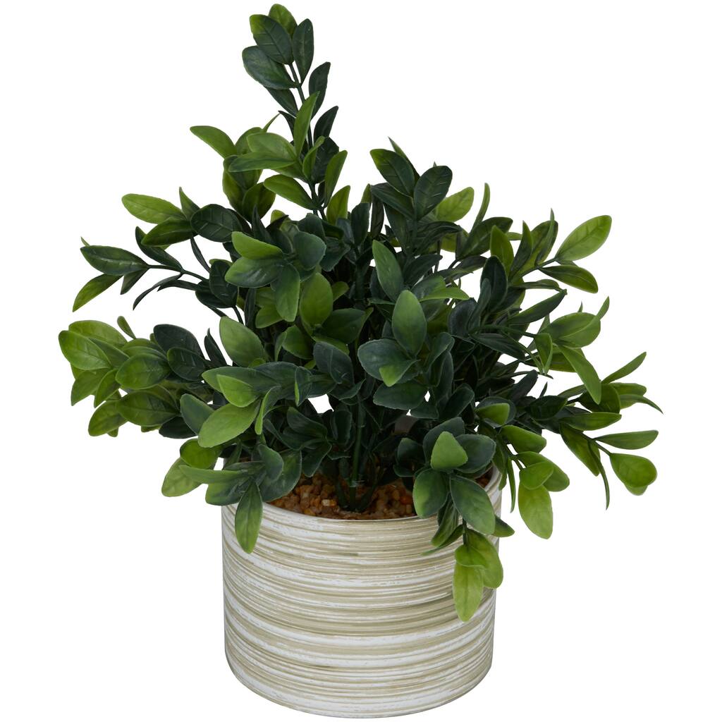 Faux Foliage Eucalyptus Artificial Plant with Realistic Leaves and Patterned Porcelain Pot - Green - Roche River Decor