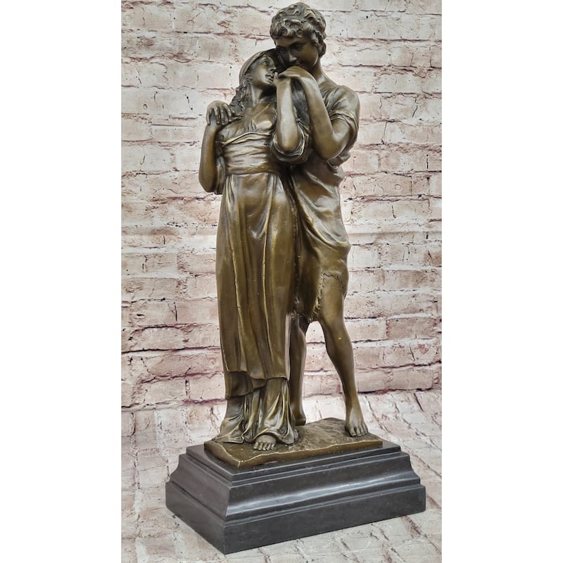 Romantic Classical Lovers Bronze Sculpture Of Young Man And Woman Embracing