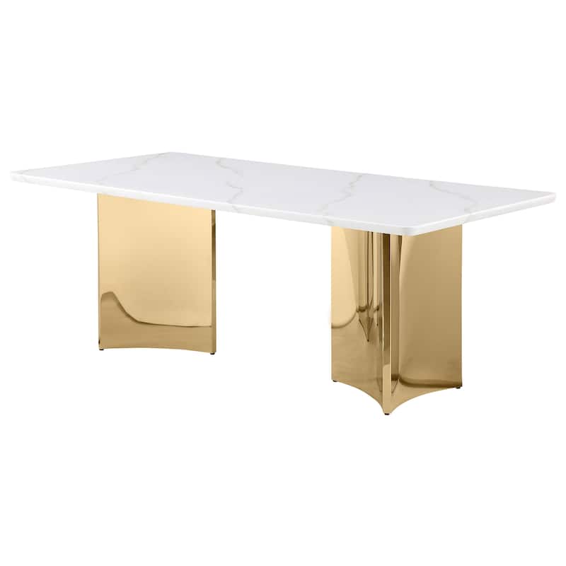 Galiano Rectangular 79-Inch Stone Top Dining Table White
