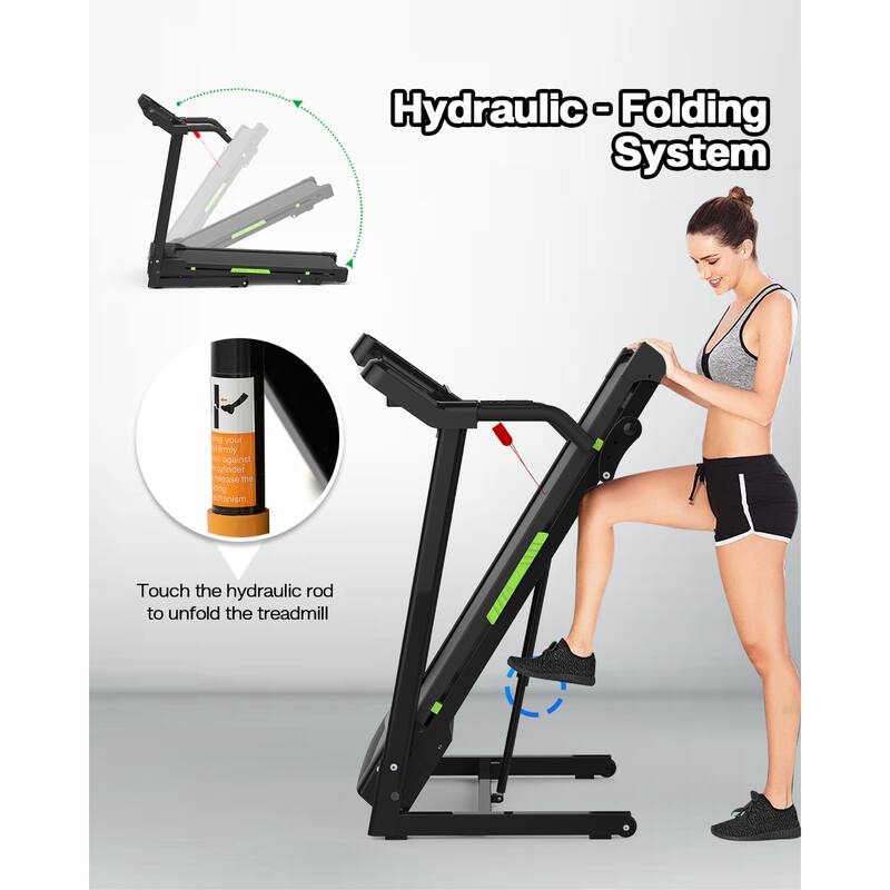 Foldable Treadmill, Exercise Treadmill with 3 Incline Levels Adjustable and Pulse Monitor, Home Electric Treadmill
