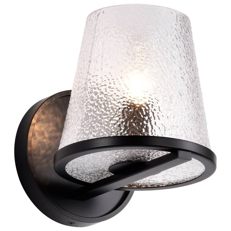 Valentine 1 Light Vanity Black Finish Hammered Glass