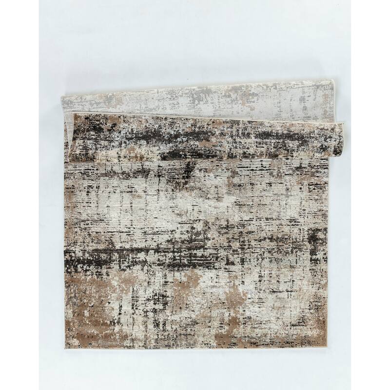 Omari Collection Cream/Brown Abstract Traditional Area Rug