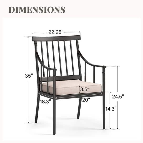 dimension image slide 2 of 3, MAISON ARTS 7 Pieces Patio Dining Set Steel Panel Table & 6 Dining Arm Chairs