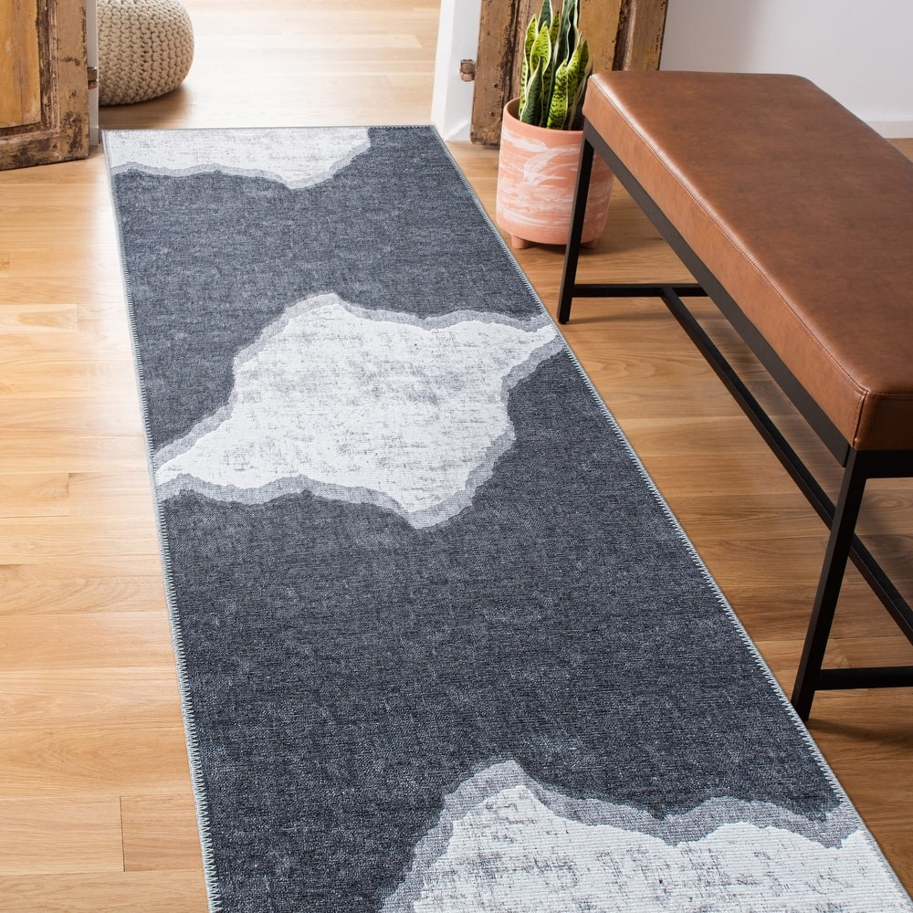 Contemporary Modern Abstract Machine Washable Area Rug