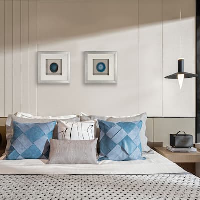 HUJI Blue Agate Slice Shadow Box Wall Décor Set
