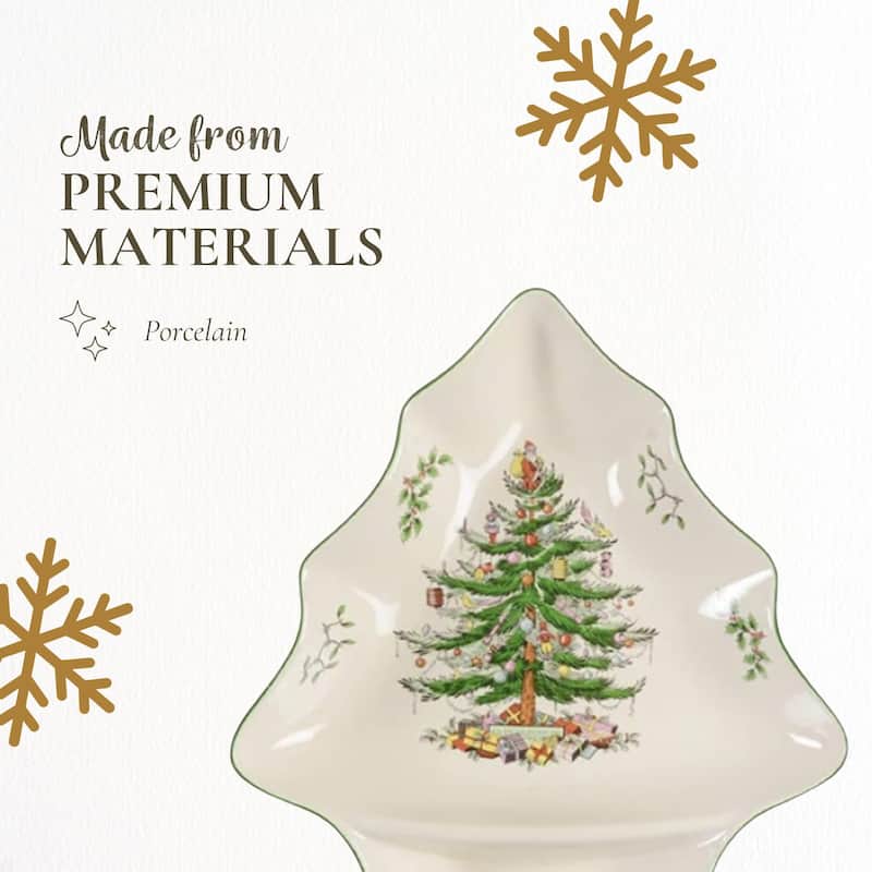 Spode Christmas Tree Chip and Dip Dish - 14" L x 12" W x 2.75" H