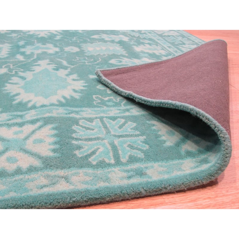 Home Decor EORC Green Hand-Tufted Wool Overdyed Rug Bold and Stylish Area Rug for Adding a Modern Twist to Any Room