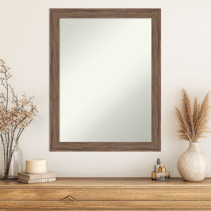 Pia Medium Brown Narrow Non-Beveled Framed Wall Mirror - Pia Medium Brown Narrow