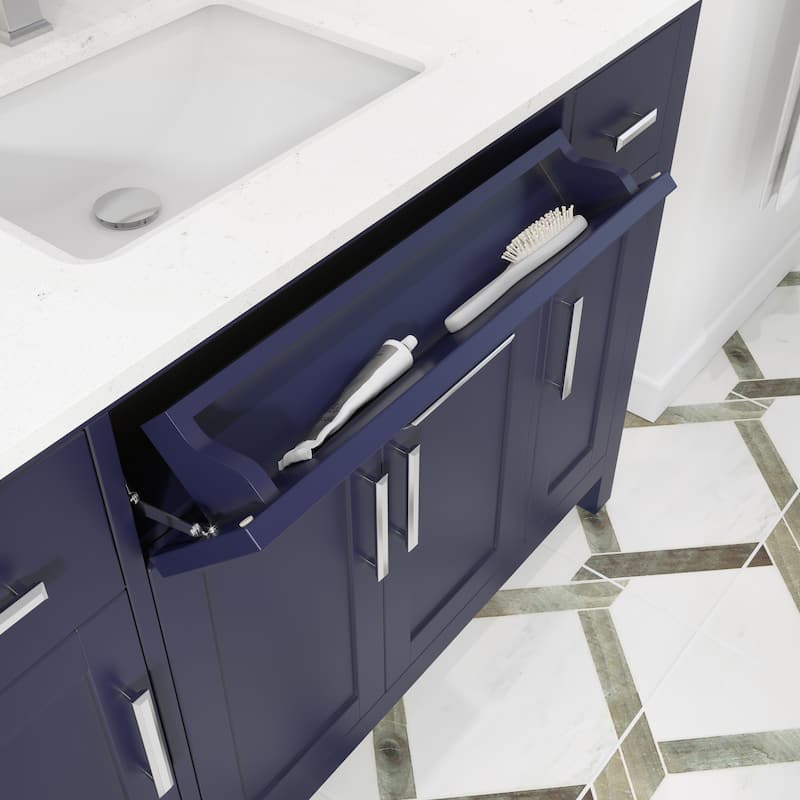 Kate 48-in Solid Hardwood Bathroom Vanity with Power Bar and Drawer Organizer